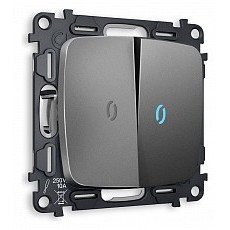 Выключатель проходной двухклавишный с подсветкой без рамки ambrella volt quant mo654040